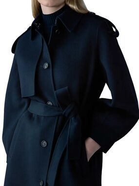 Mackage Navy Belted Trench Coat